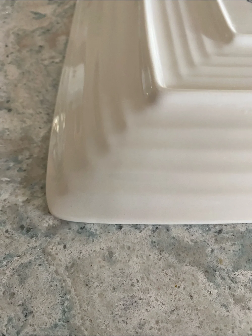 Sango Square Dinner Plates in Aqua and Cream - Set of 7